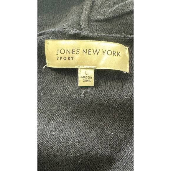Jones New York Women's Cardigan Sweater Blue Black White Open Front Sz L - Picture 5 of 8